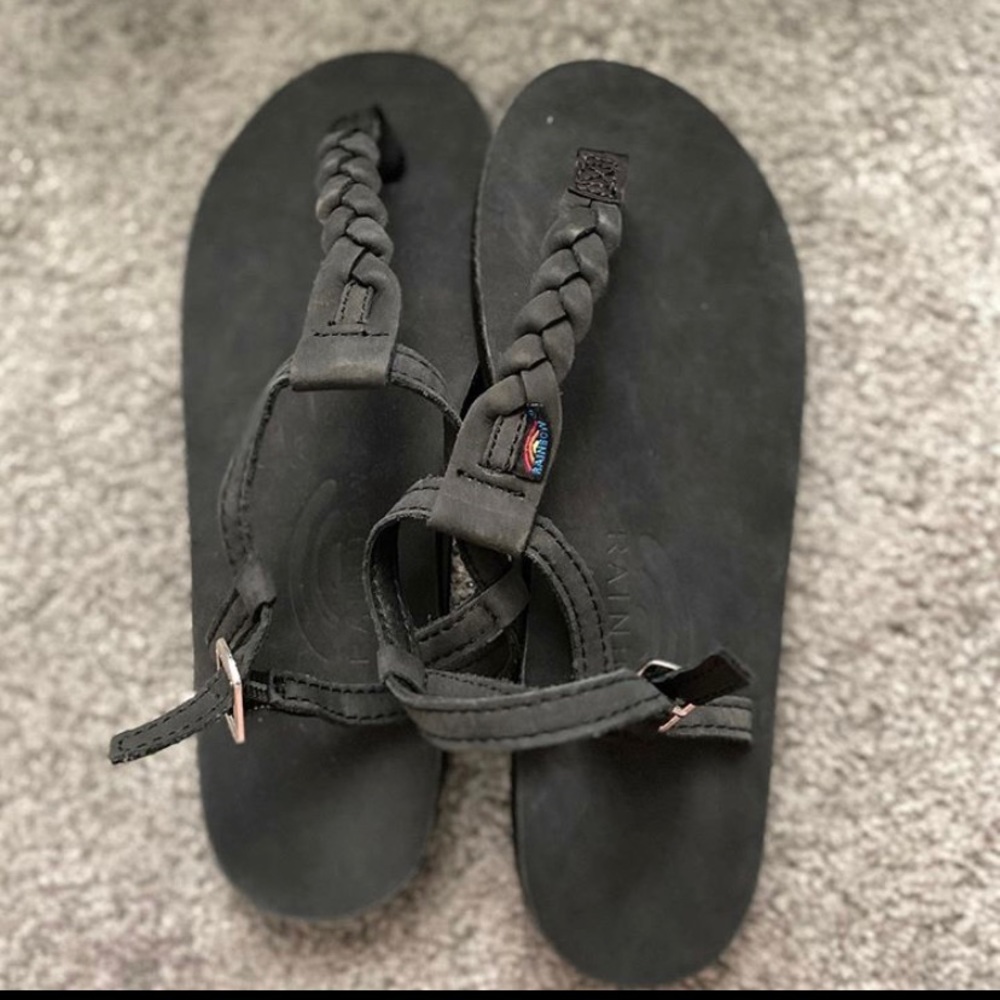 black braided flip flop sandals from rainbow brand